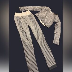Gray and White Knit Two-Piece Set